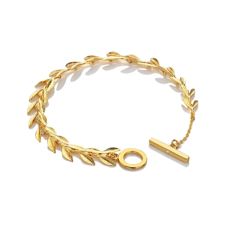 personalized bracelet with charm for new beginnings-18ct Gold HD X TG Laurel Bracelet DL688