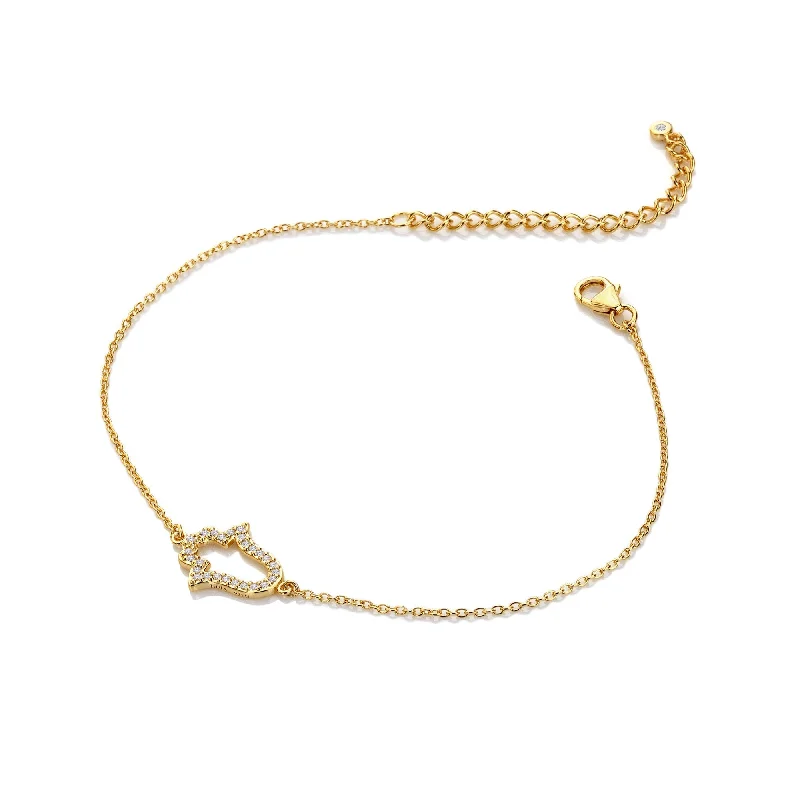 trendy gold bracelet with minimalist design-18ct Gold HD X TG WT Hand Bracelet DL690