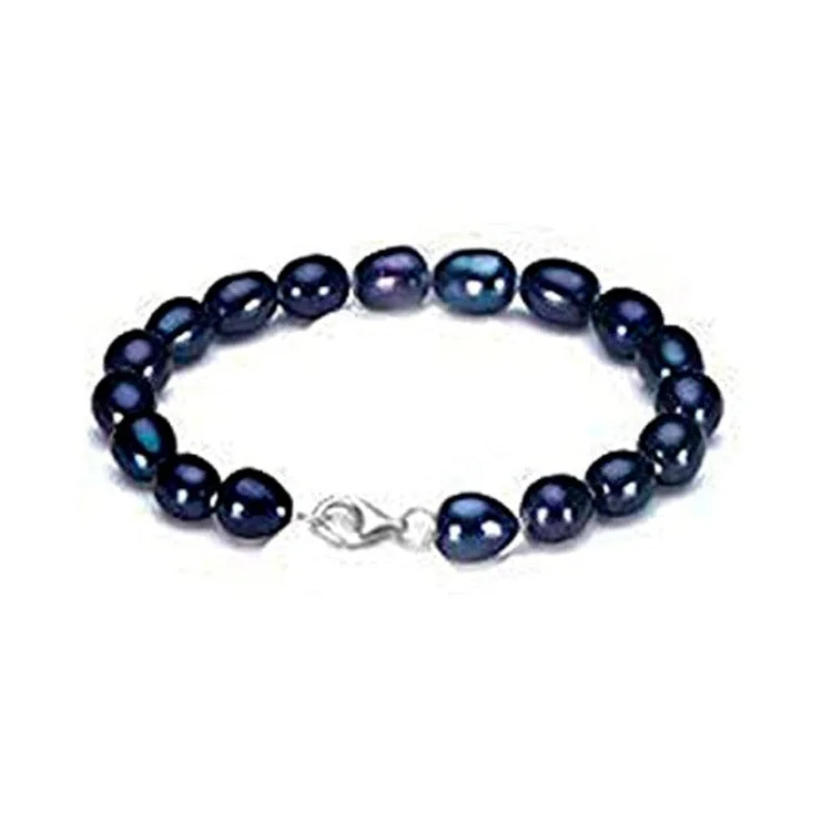 personalized gemstone bracelet with charm-7-8mm Rice Shape Freshwater Pearl Bracelet for Women