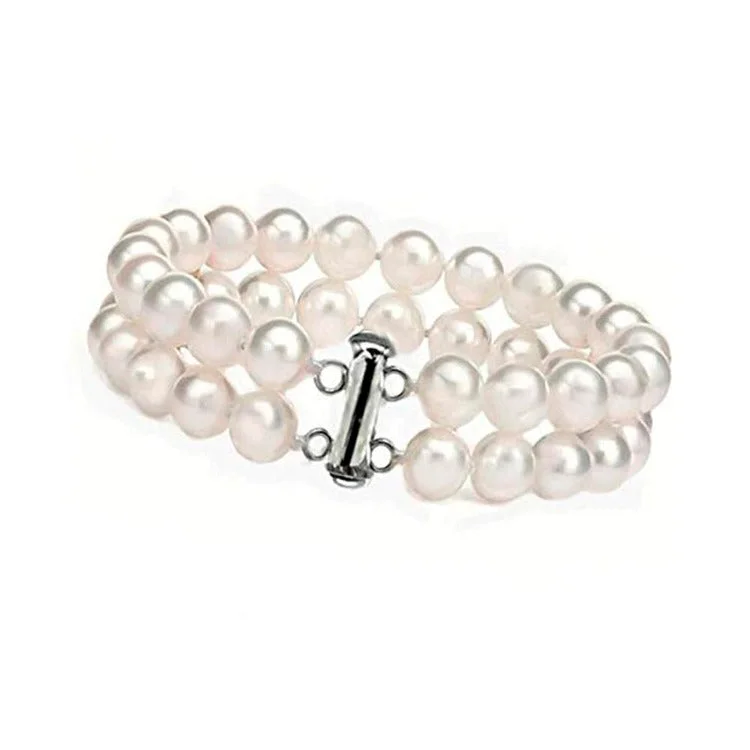 charm bracelet with meaningful crystal for healing-Women's White Freshwater Pearl Bracelet 19.5cm 7mm AA Grade