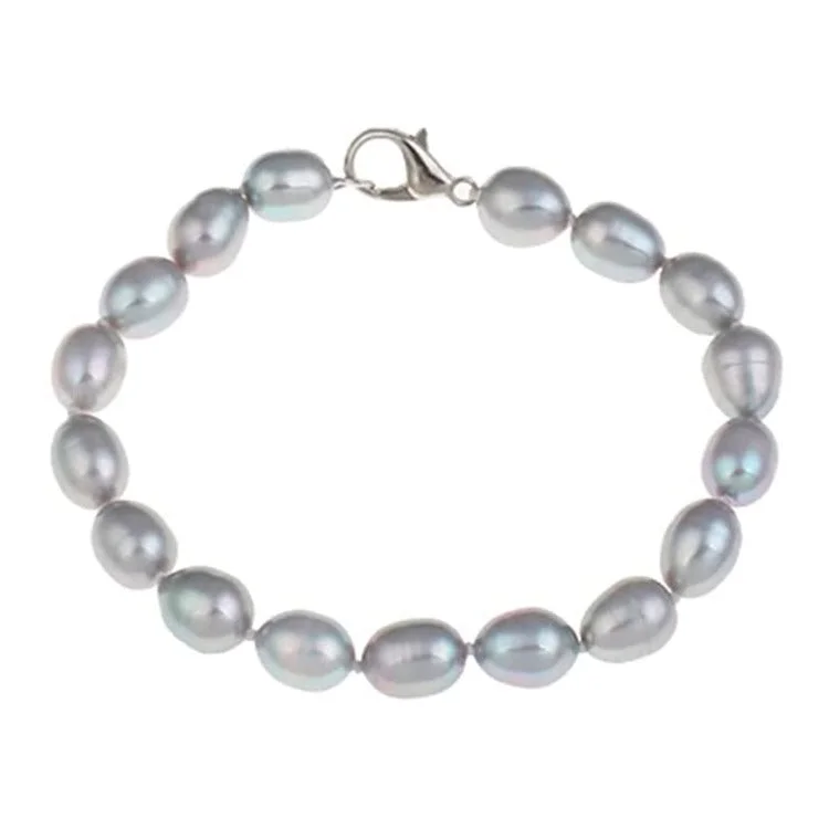 simple silver bracelet with geometric design-Women's Freshwater Pearl Bracelet | 8mm Grey Freshwater Pearl Bracelet