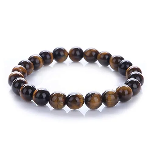 beaded bracelet with calming amethyst stones-8mm Natural Brown Tiger's Eye Bracelet For Women and Men