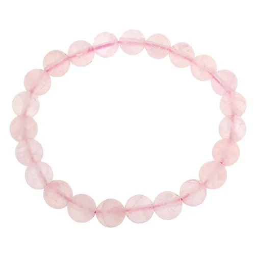 stackable bracelets with mixed metals-8mm Pink Rose Quartz Gemstone Bracelet