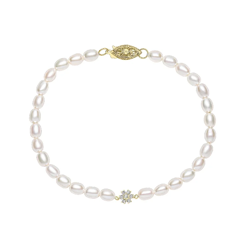 engraved bracelet with coordinates for location memory-9ct Gold Freshwater Pearl Bracelet GB531W