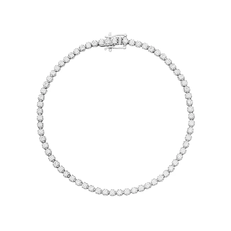 custom silver bracelet with crystal charm for healing-9ct Gold Rhodium Plated Diamond Bracelet GB529