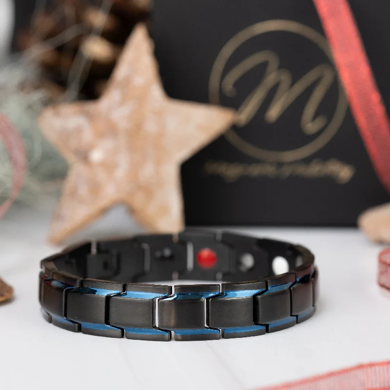 custom leather bracelet with family initials-Alexander's Sky 4in1 Magnetic Bracelet