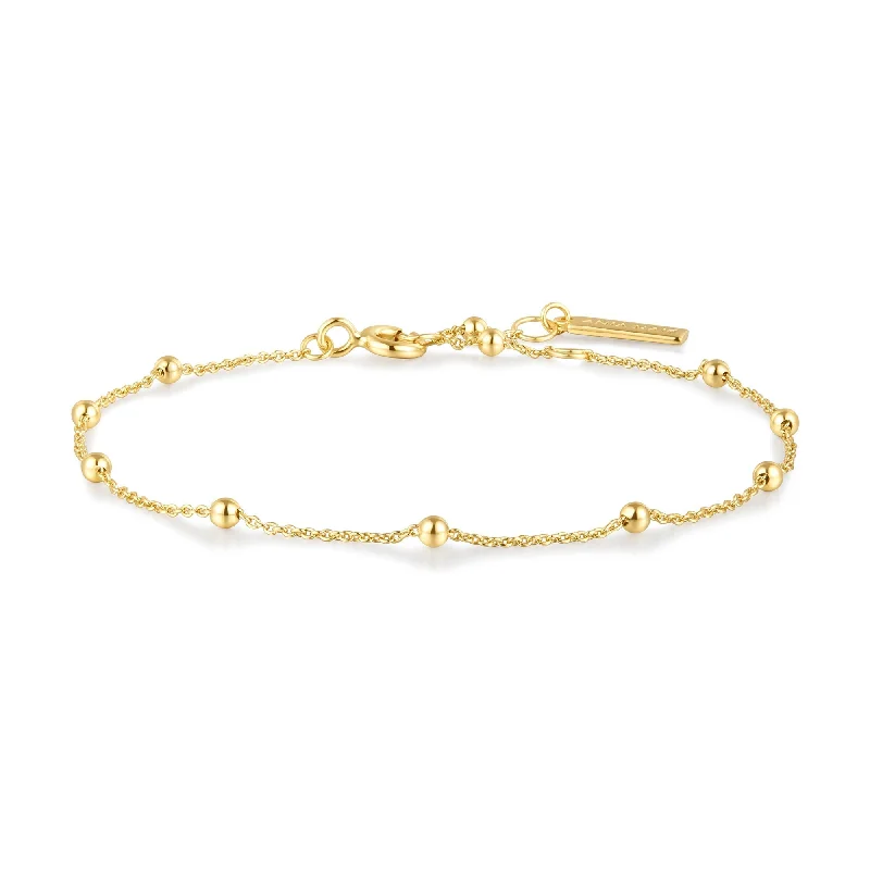 bracelet with heart-shaped charm for love-Ania Haie Gold Beaded Chain Bracelet B058-01G