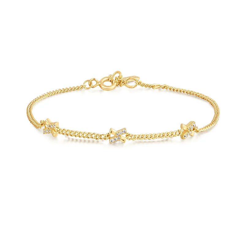 stackable gold bracelet with custom engraving-Ania Haie Gold Cross Station Bracelet B061-03G