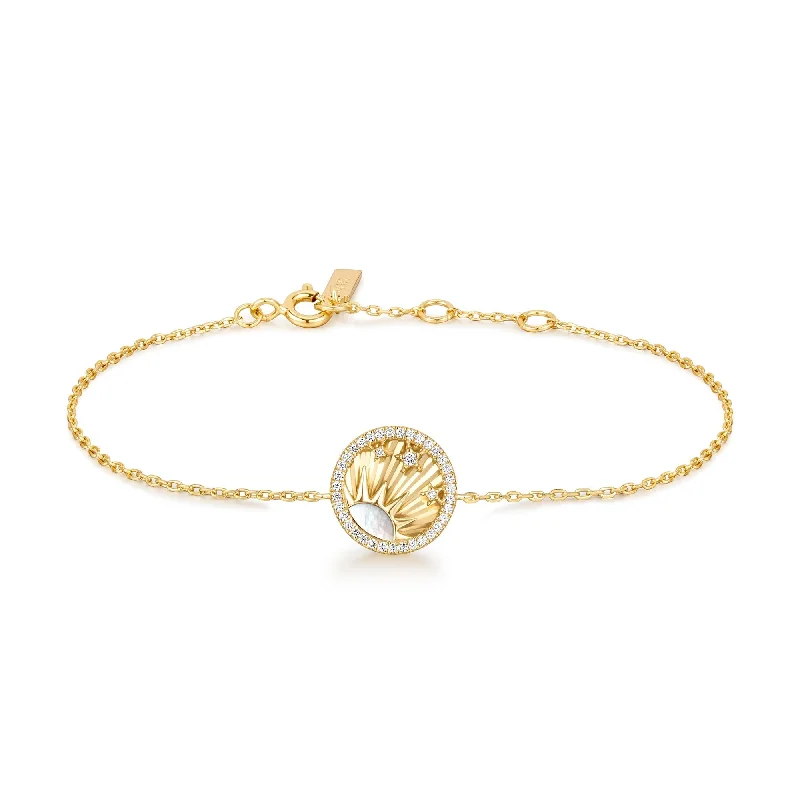 adjustable bracelet with peace charm for calmness-Ania Haie Gold Shiny Sun Stars Bracelet B059-04G