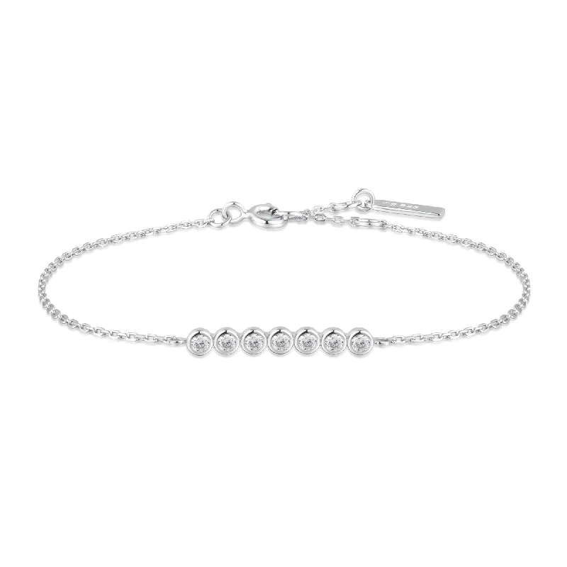 trendy bracelet with chain and charm accents-Ania Haie Silver Bezel Set Bracelet B058-02H