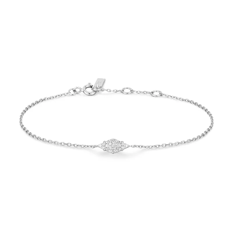 luxury bracelet with mixed metals and custom engraving-Ania Haie Silver Pave Sparkle Bracelet B061-01H