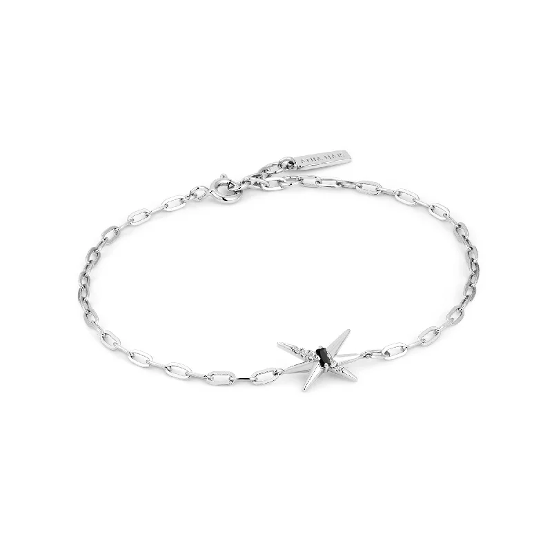 bracelet with angel wing charm for protection-Ania Haie Silver Spike Chain Bracelet B053-01H