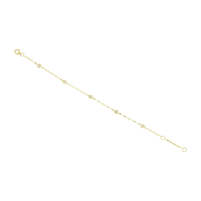 custom gold bracelet with engraved initials for women-Bezel Station Diamond Bracelet