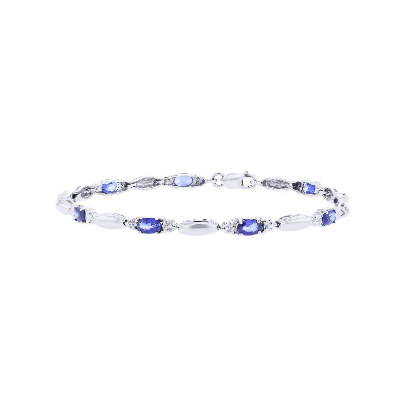 bracelet with engraved date for special memories-Celine Sapphire and Diamond Bracelet