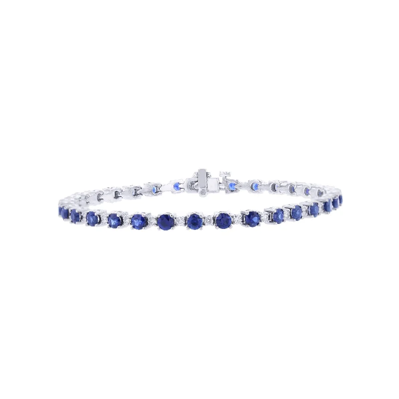 simple bracelet with engraved word for inspiration-Chelsea Sapphire and Diamond Bracelet