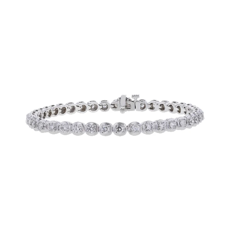 simple silver bracelet with minimalistic charm-Chimera Cushion Set Diamond Tennis Bracelet 3ct