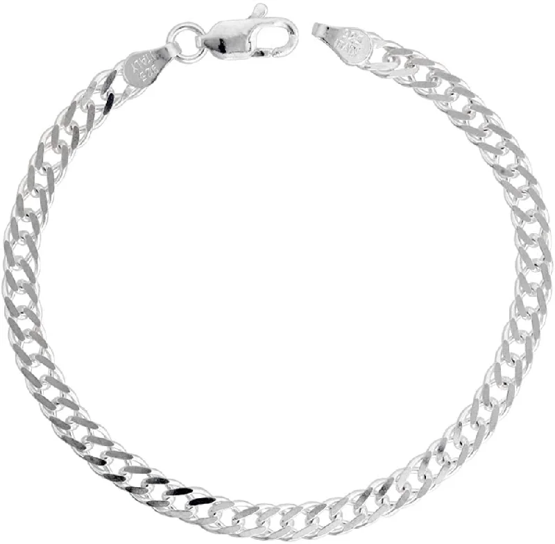 women’s gold bracelet with heart charm and engraving-925 Sterling Silver 6mm Rombo Chain Bracelet For Men And Women