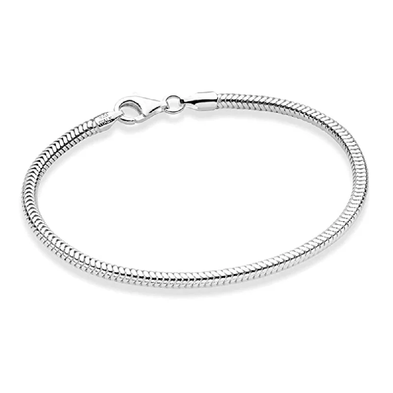 gold bracelet with engraved name for couples-Men's Italian 3.3mm Snake Chain Bracelet | 925 Sterling Silver for Men & Women