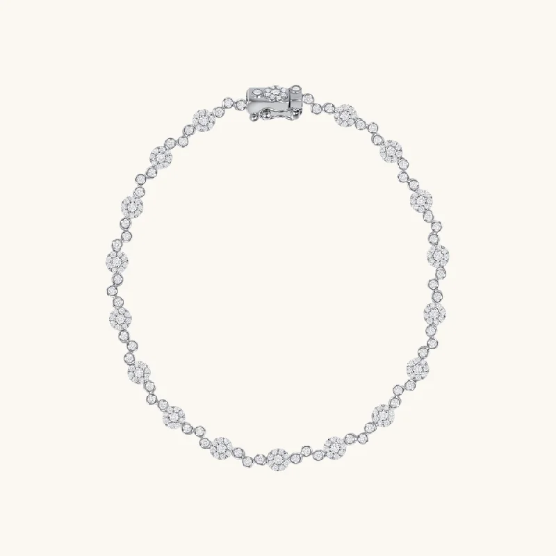 simple silver bracelet with geometric design-Diamond Bubble Tennis Bracelet