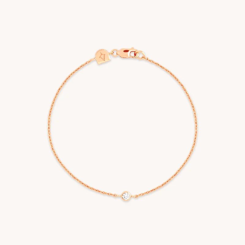 gold bracelet with personalized engraving for him-Essential Crystal Charm Bracelet in Rose Gold