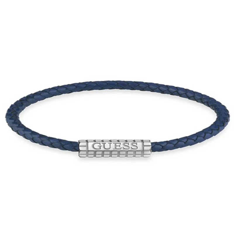 gold bracelet with personalized engraving for him-Gents 5mm Blue Vintage Bracelet UMB02141STJBL