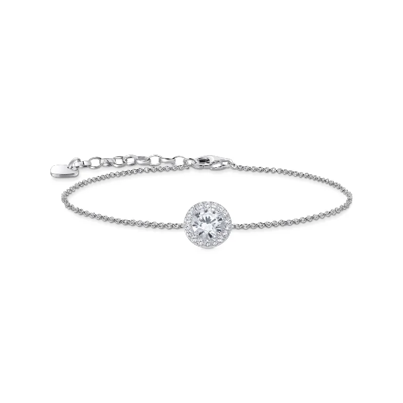 trendy silver bracelet with spiritual charm-Essentials Sterling Silver Sparkling White Zirconia Bracelet A2166-051-14