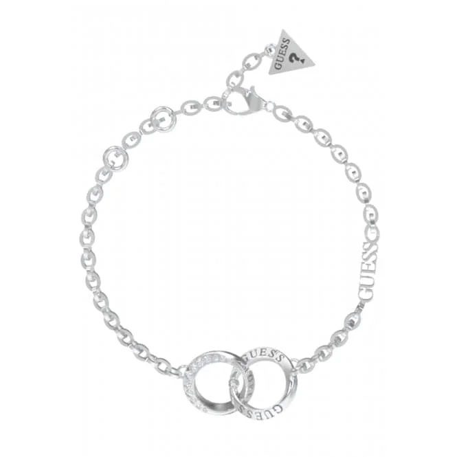 luxury bracelet with mixed metals and custom engraving-Ladies Rhodium Plated Mini Forever Links Bracelet UBB02187RHL