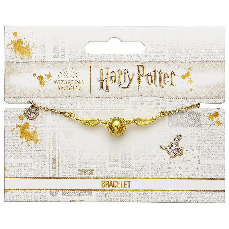 silver bracelet with inspirational messages for him-Harry Potter 3D Golden Snitch Gold Bracelet HPB00004