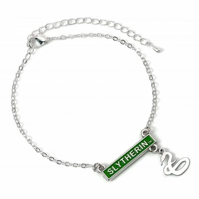 adjustable bracelet with peace symbol charm-Harry Potter Slytherin Bar Bracelet HP000310