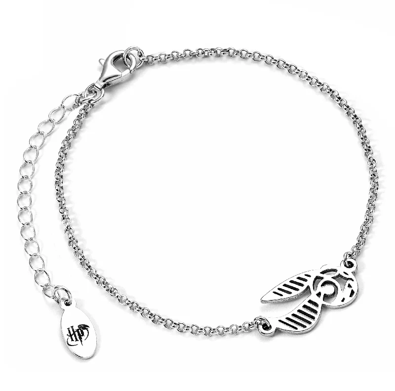 personalized bracelet with custom gemstone charm-Harry Potter Sterling Silver Golden Snitch Charm Bracelet SCB00525