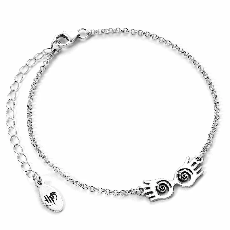 silver bracelet with cross charm for religious gift-Harry Potter Sterling Silver Luna Specs Charm Bracelet SCB00526