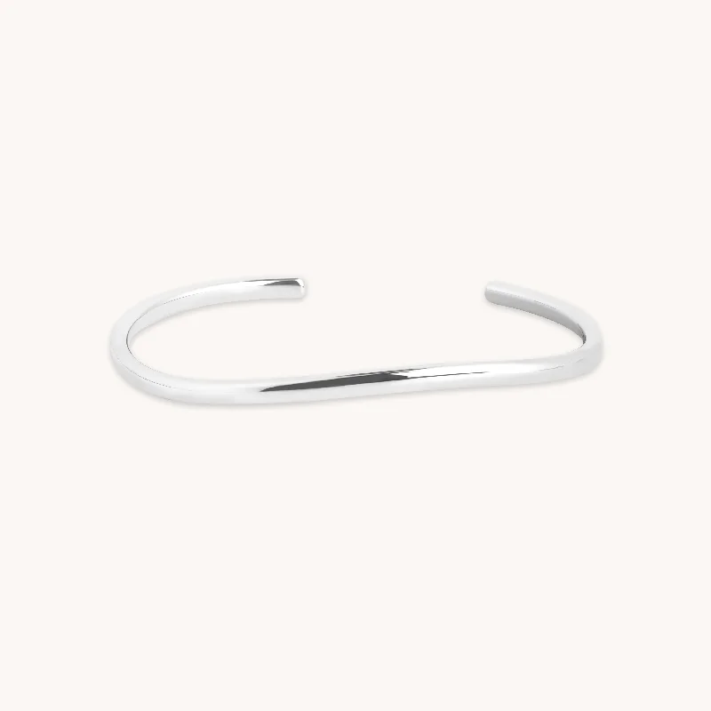 charm bracelet with engraved initials for girls-Infinite Cuff in Silver