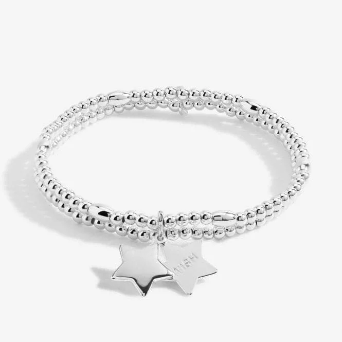 leather bracelet for men with engraved coordinates-Lila Star Silver 17.5cm Stretch Bracelet 6387