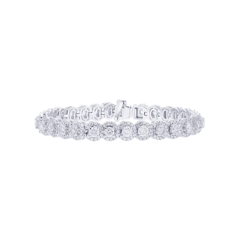 luxury bracelet with sparkling diamond details-Kendall Halo Diamond Bracelet