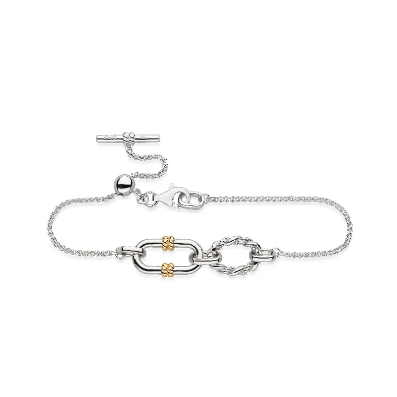 custom charm bracelet for special occasions-Kit Heath Marina Rope Link Duo Golden 7" Slider Bracelet 71096GRP