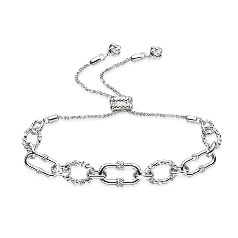 silver bracelet with heart-shaped gemstone for love-Kit Heath Marina Rope Link Duo Graduated Toggle Bracelet 71098RP