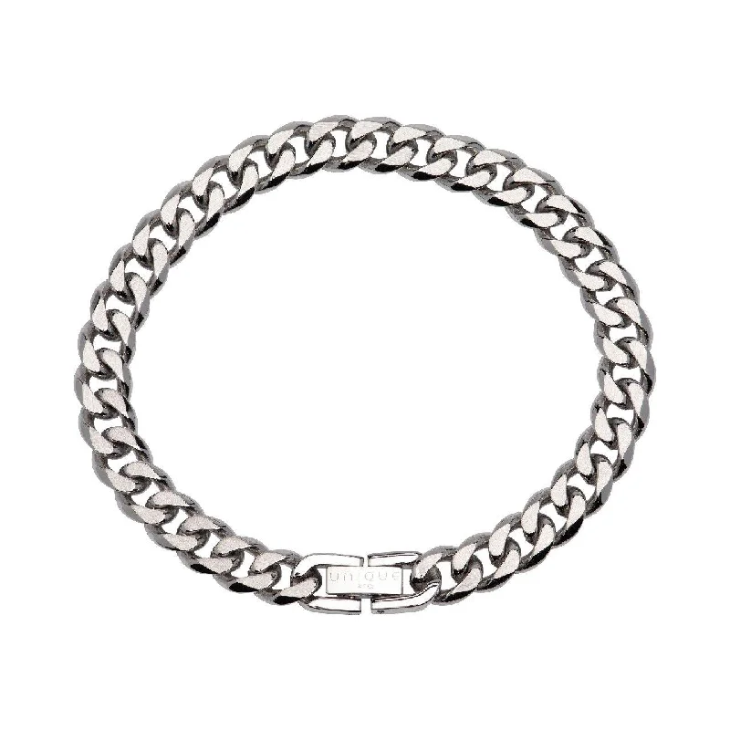 gold bracelet with meaningful engraving for her-Unique & Co Stainless Steel Curb Chain Bracelet