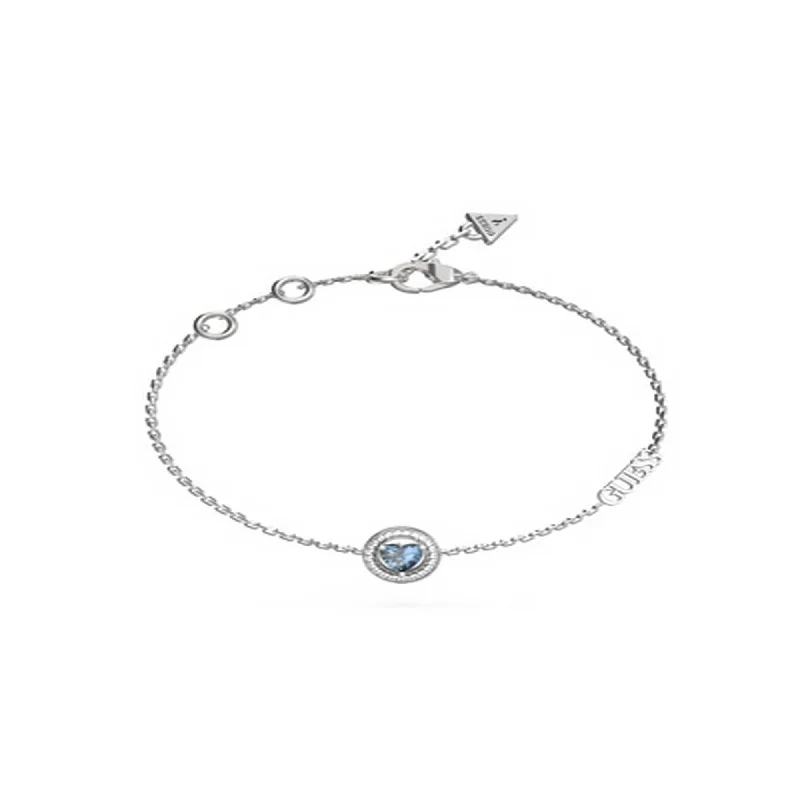 custom engraved bangle bracelet with initials-Ladies Solitaire Heart Crystal Bracelet UBB04668RHLSL