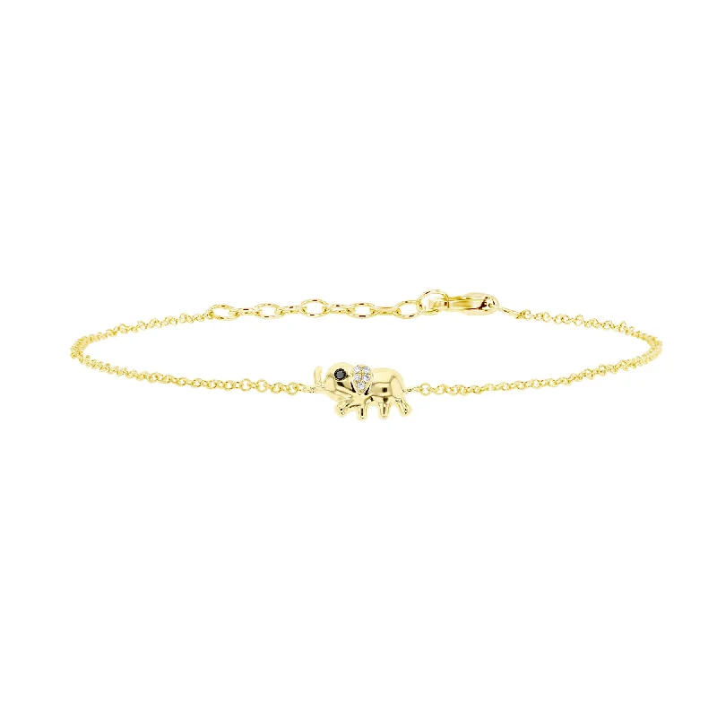 personalized gold bracelet with birthstones for her-Love You Always Diamond Elephant Bracelet