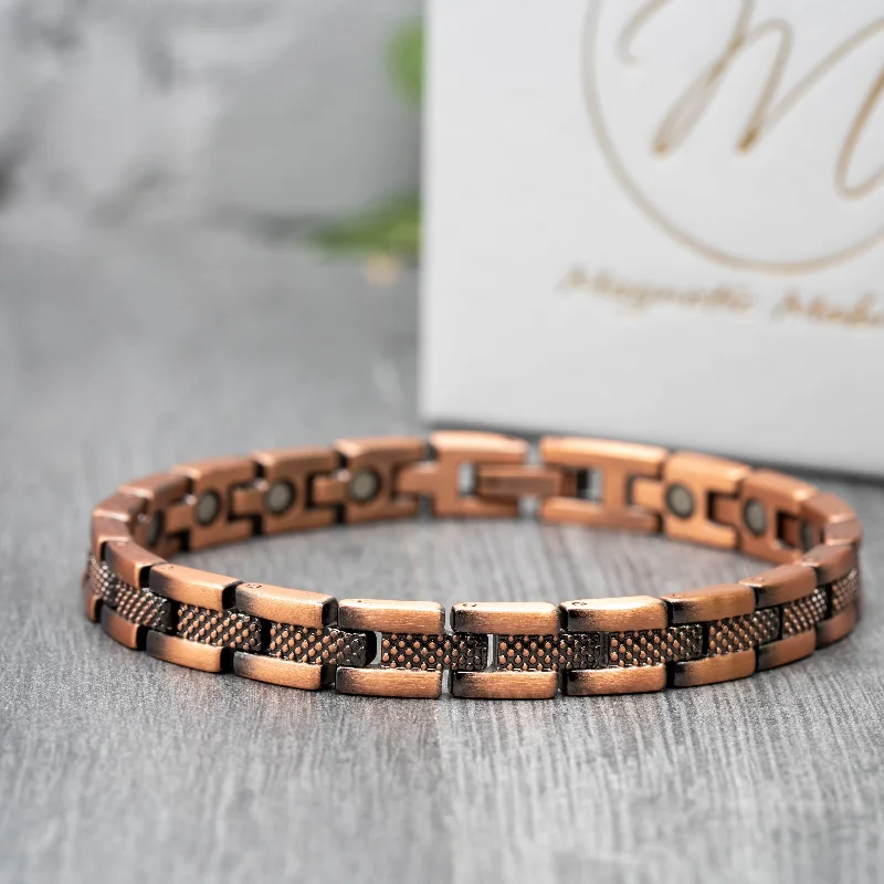 custom gemstone bracelet with engraved name-Lunaria Copper Bracelet