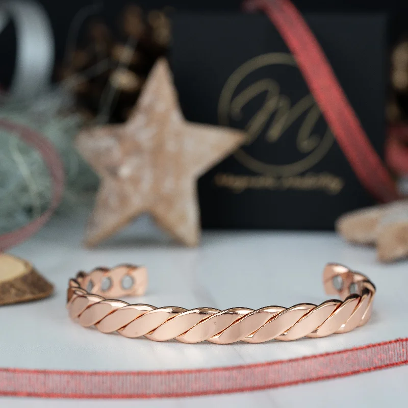 simple silver bracelet with customized engraving-Mantle Copper Bracelet