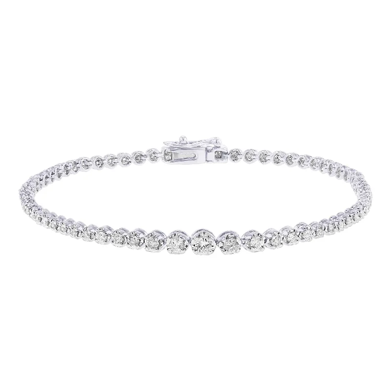 custom gemstone bracelet with engraved name-Miracle Diamond Tennis Bracelet 1ct