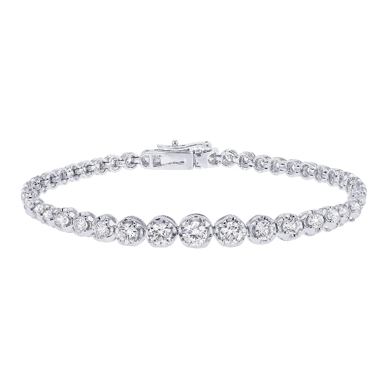 stackable silver bracelets with meaningful charms-Miracle Diamond Tennis Bracelet 3ct