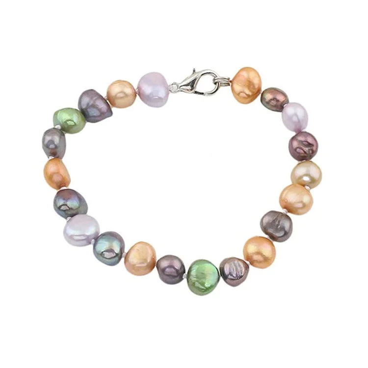 sterling silver bracelet for women with charm-Women's 8-9mm Freshwater Multicolour Pearl Bracelet