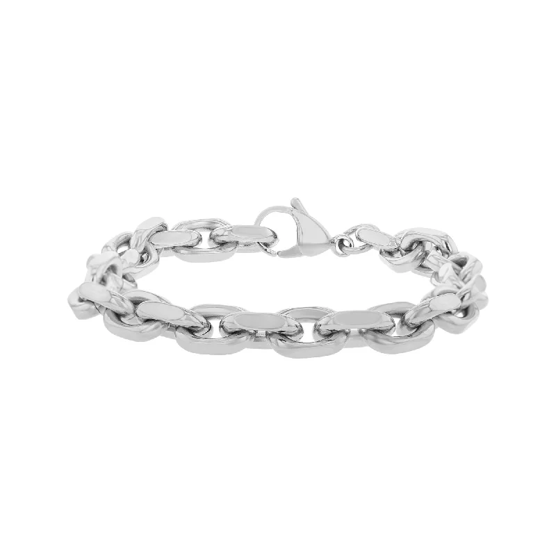 luxury bracelet with opal gemstone and custom engraving-Neptune Stainless Steel Anchor Link Chain Bracelet