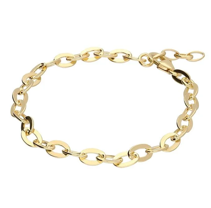 custom bracelet with engraved coordinates for travel-Oval Links Bracelet - 24ct Gold Vermeil