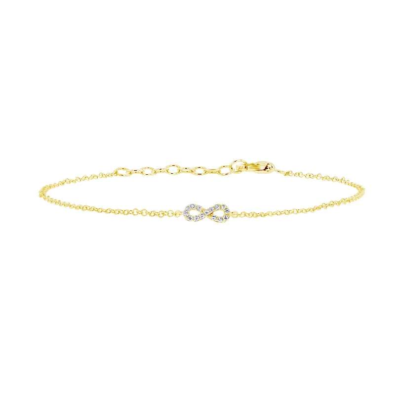 silver bracelet with butterfly and heart charm-Petite Infinity Chain Diamond Bracelet