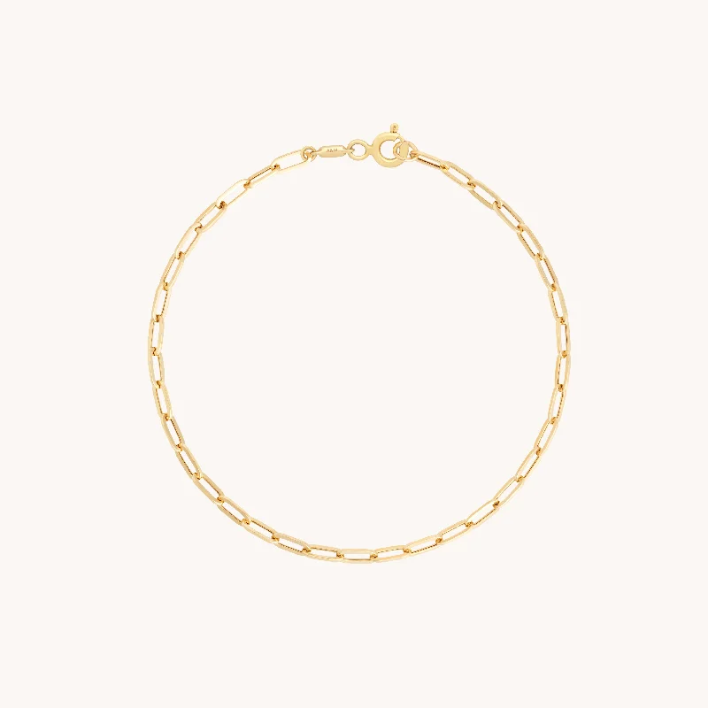 custom bracelet with engraved coordinates for travel-Piccadilly Chain Bracelet in Solid Gold