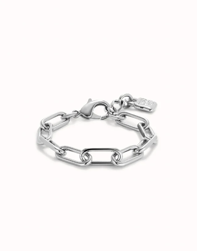 luxury leather bracelet with sterling silver charm-Sterling Silver Plated Metal Bracelet PUL2468MTL000