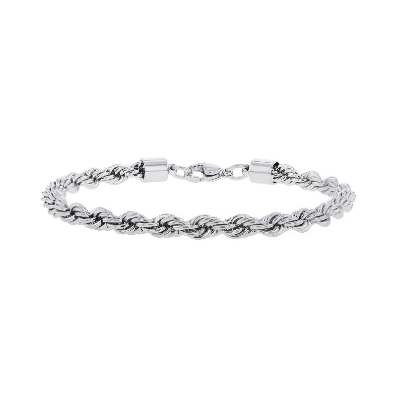 bracelet with engraved date for wedding gift-Rico Stainless Steel Rope Chain Bracelet